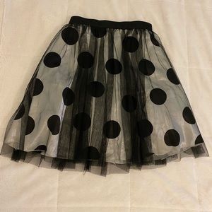 SILK AND MESH POLKA DOT SKIRT